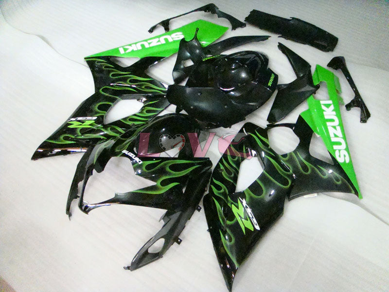 Flame - Green Black Fairings and Bodywork For 2005-2006 GSX-R1000 #LF5902