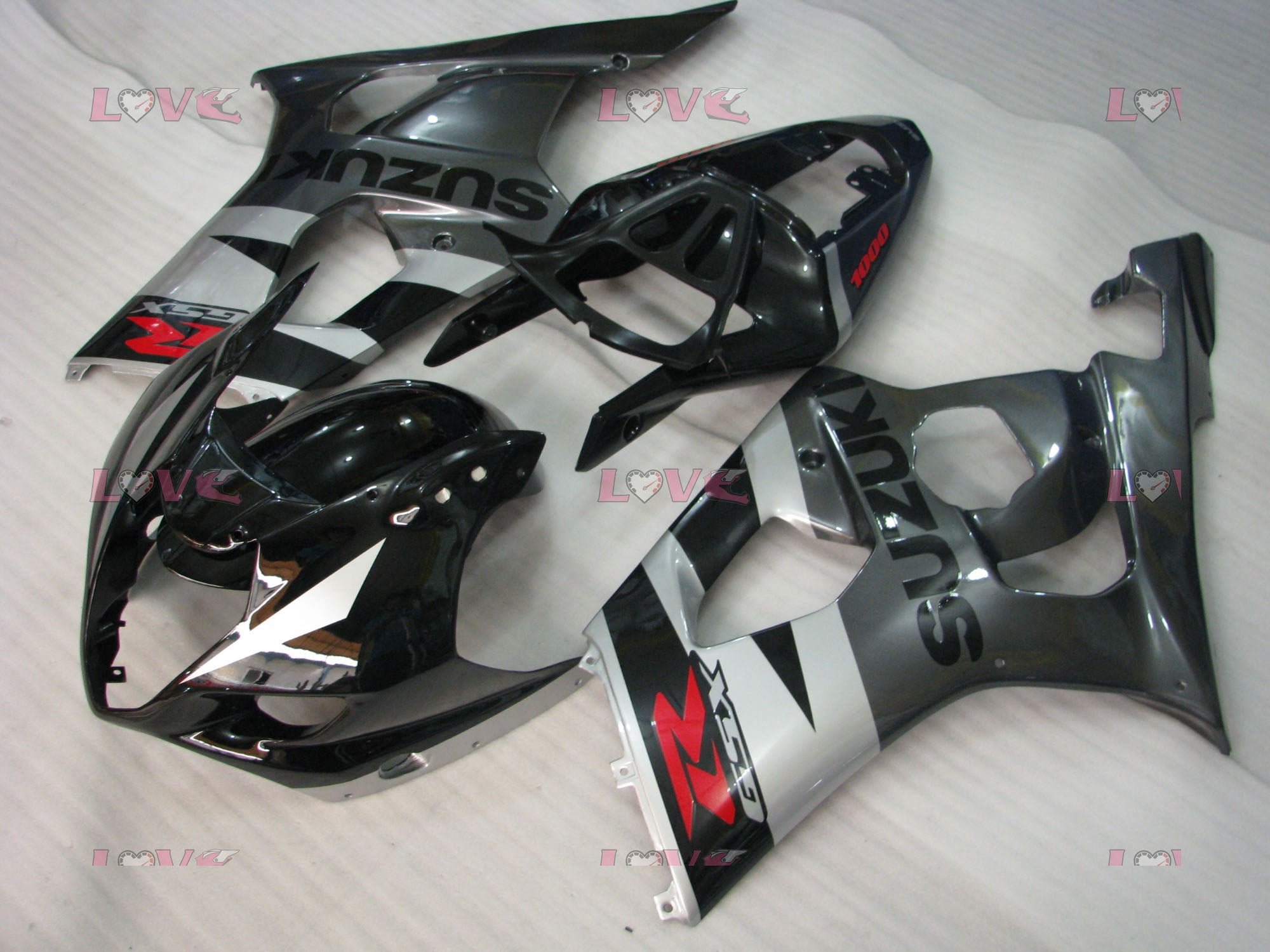 Factory Style - Black Silver Fairings and Bodywork For 2003-2004 GSX-R1000 #LF6016