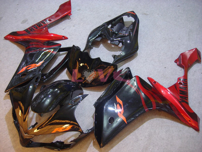 Flame - Red Black Fairings and Bodywork For 2007-2008 YZF-R1 #LF6968