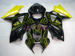 Flame - Yellow Black Fairings and Bodywork For 2007-2008 GSX-R1000 #LF3831