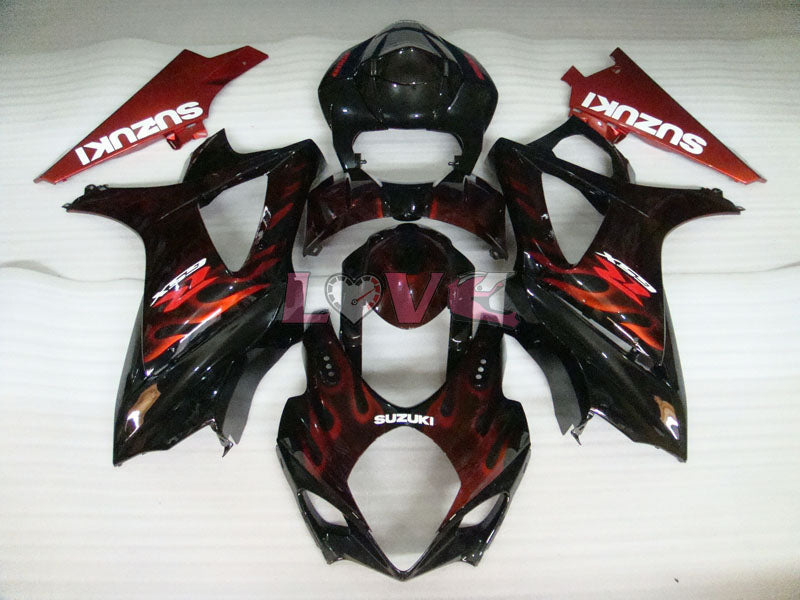 Flame - Red Black Fairings and Bodywork For 2007-2008 GSX-R1000 #LF5765