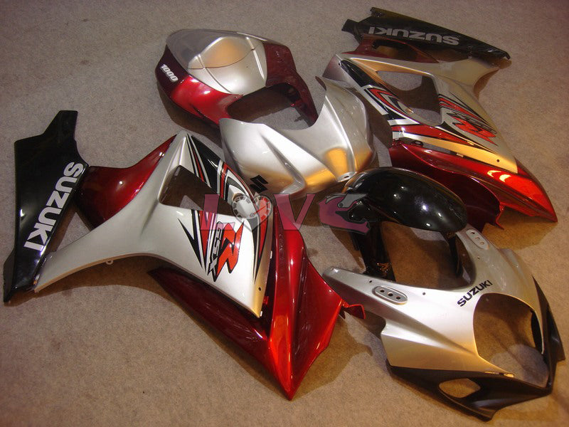 Factory Style - Red Silver Fairings and Bodywork For 2007-2008 GSX-R1000 #LF5735