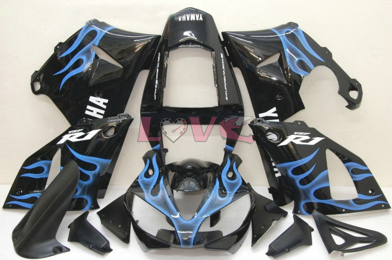Flame - Blue Black Fairings and Bodywork For 2000-2001 YZF-R1 #LF7065
