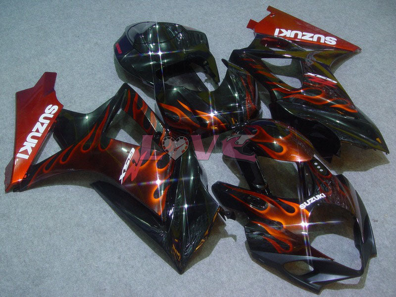 Flame - Red Black Fairings and Bodywork For 2007-2008 GSX-R1000 #LF5764