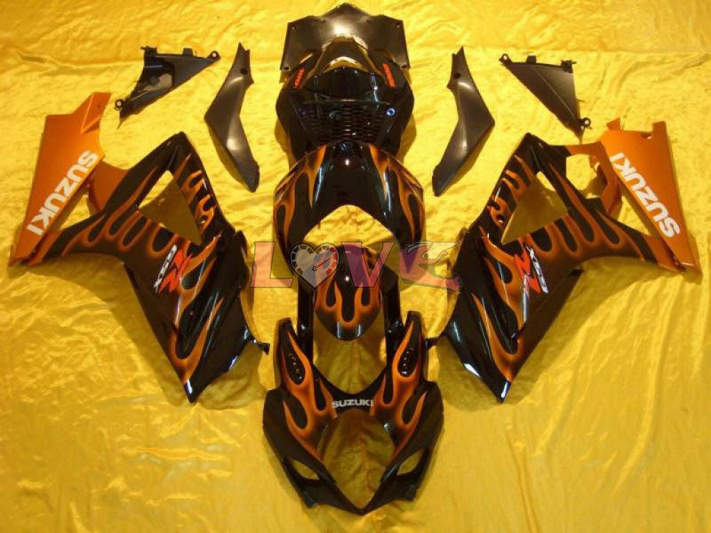 Flame - Red Black Fairings and Bodywork For 2007-2008 GSX-R1000 #LF5767