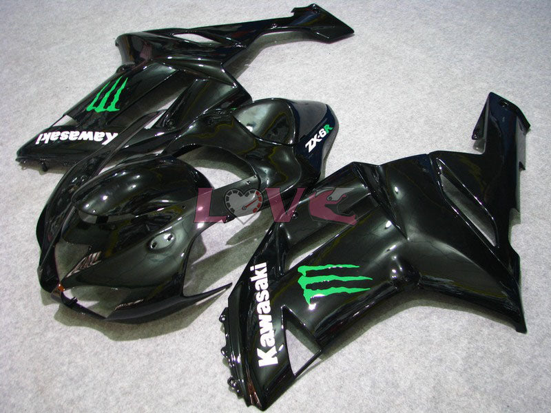Monster - Green Black Fairings and Bodywork For 2007-2008 NINJA ZX-6R #LF5901