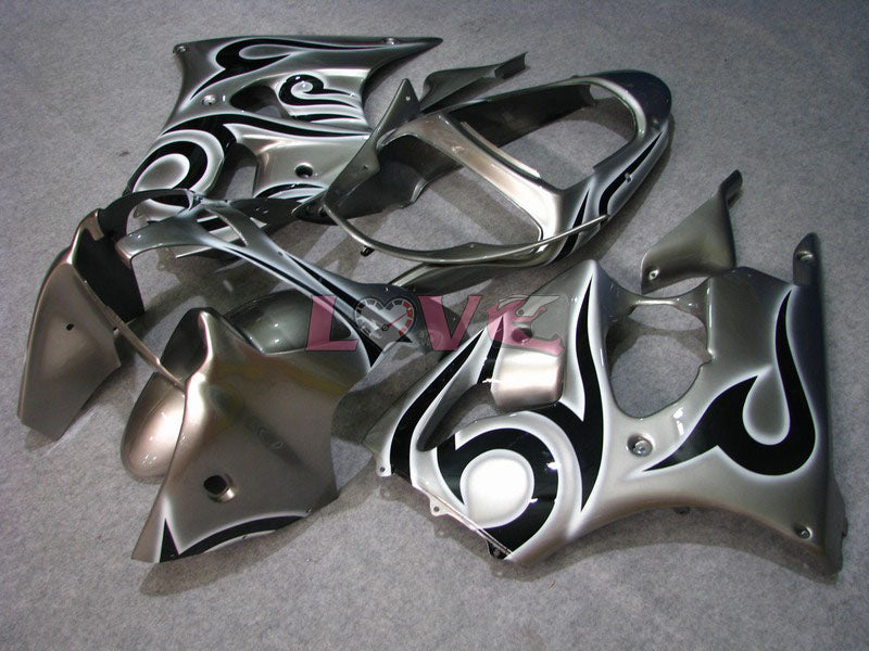 Factory Style - Black Silver Fairings and Bodywork For 2000-2002 NINJA ZX-6R #LF6157