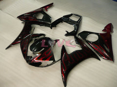 Flame - Red Black Fairings and Bodywork For 2003-2004 YZF-R6 #LF3533