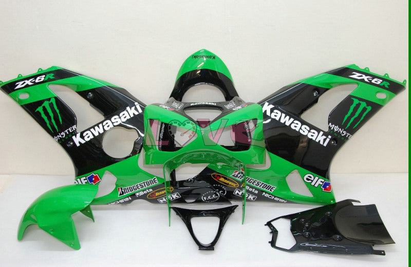 Monster - Green Black Fairings and Bodywork For 2003-2004 NINJA ZX-6R #LF6050