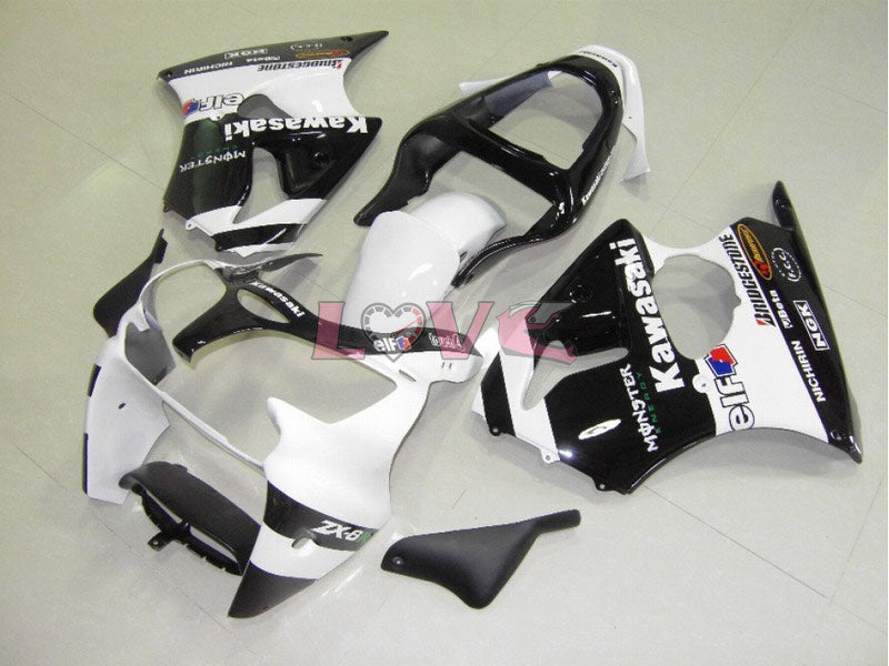 Monster - White Black Fairings and Bodywork For 2000-2002 NINJA ZX-6R #LF6136