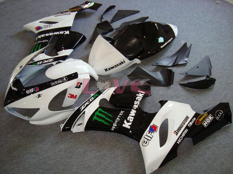 Monster - White Black Fairings and Bodywork For 2005-2006 NINJA ZX-6R #LF5986