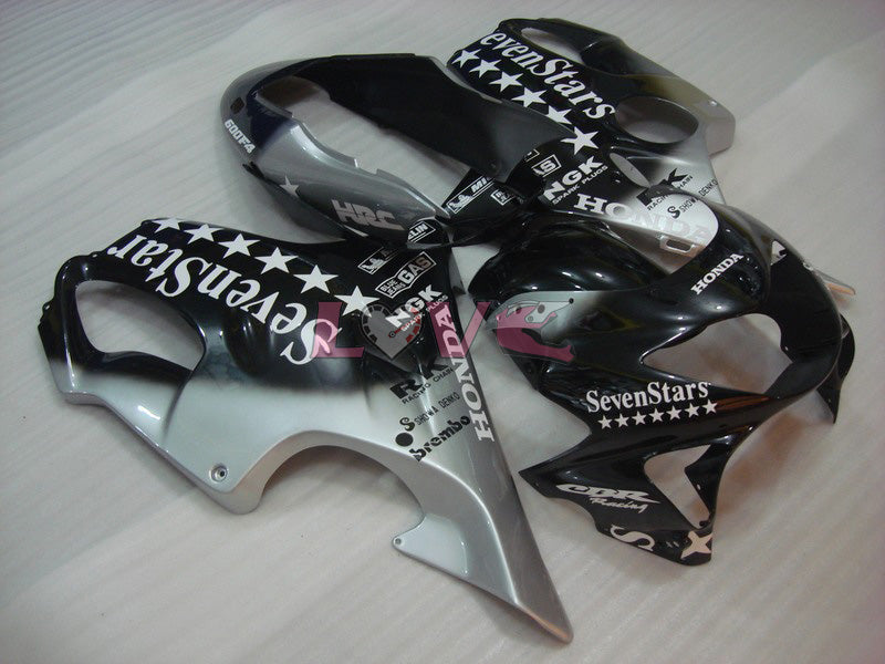 SevenStars - Black Silver Fairings and Bodywork For 1999-2000 CBR600F4 #LF7678