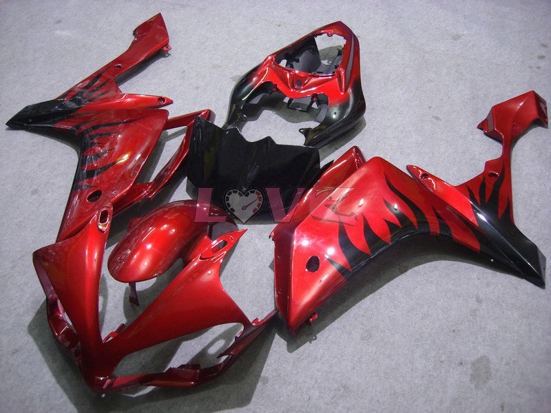 Flame - Red Black Fairings and Bodywork For 2007-2008 YZF-R1 #LF6969