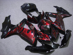 Flame - Red Black Fairings and Bodywork For 2008-2010 GSX-R600 #LF6233