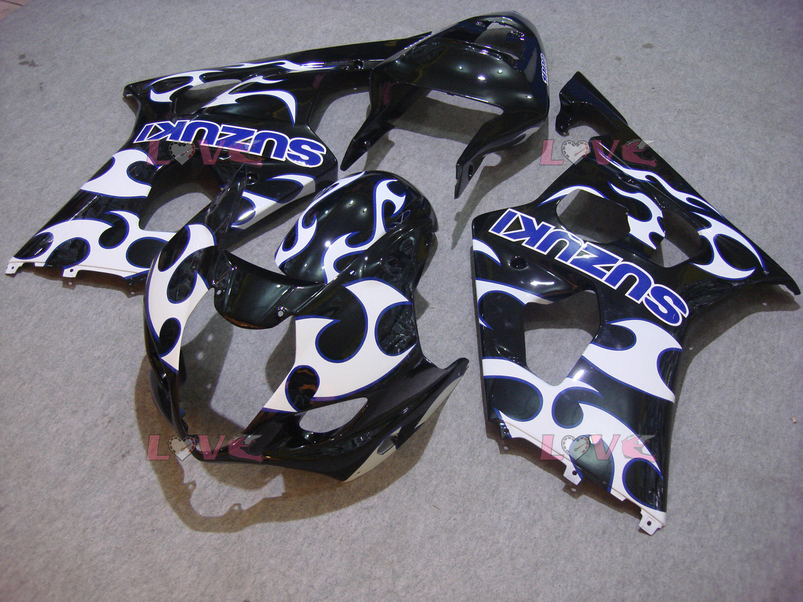 Flame - White Black Fairings and Bodywork For 2003-2004 GSX-R1000 #LF6030