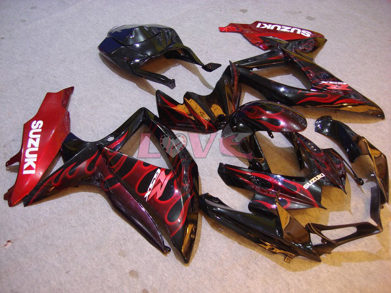 Flame - Red Black Fairings and Bodywork For 2008-2010 GSX-R750 #LF6407