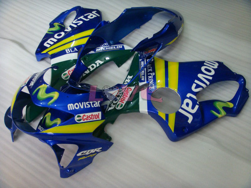 Castrol Movistar - Yellow White Fairings and Bodywork For 1999-2000 CBR600F4 #LF7705