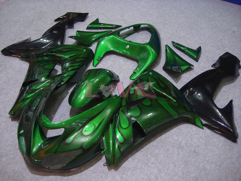 Flame - Green Black Fairings and Bodywork For 2006-2007 NINJA ZX-10R #LF6260