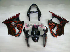 Flame - White Black Fairings and Bodywork For 2000-2002 NINJA ZX-6R #LF6146