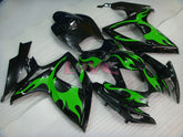 Flame - Green Black Fairings and Bodywork For 2006-2007 GSX-R600 #LF6356