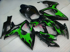 Flame - Green Black Fairings and Bodywork For 2006-2007 GSX-R600 #LF6356
