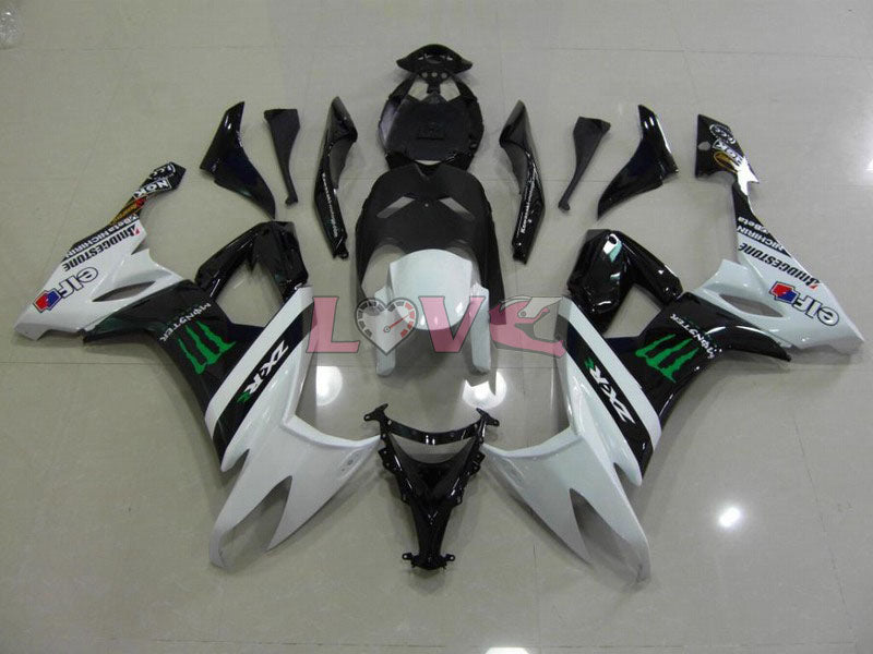 Monster - White Black Fairings and Bodywork For 2008-2010 NINJA ZX-10R #LF6208