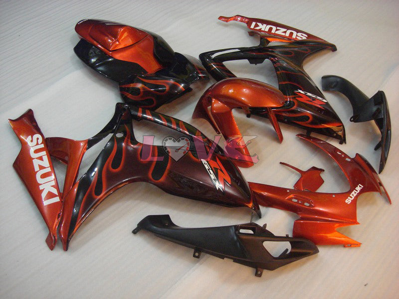 Flame - Red Black Fairings and Bodywork For 2006-2007 GSX-R600 #LF6358