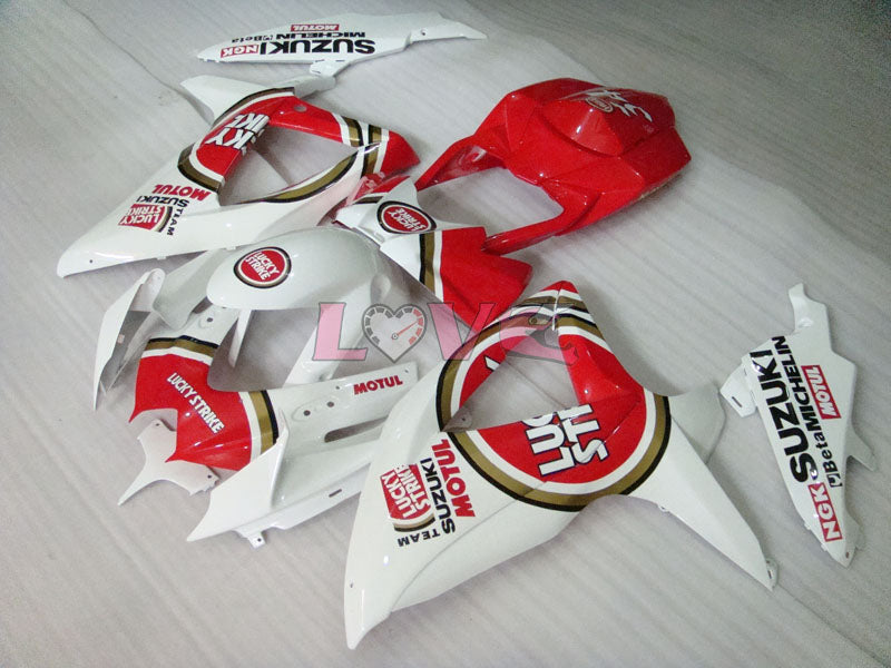 Lucky Strike MICHELIN MOTUL - Red White Fairings and Bodywork For 2008-2010 GSX-R600 #LF6213