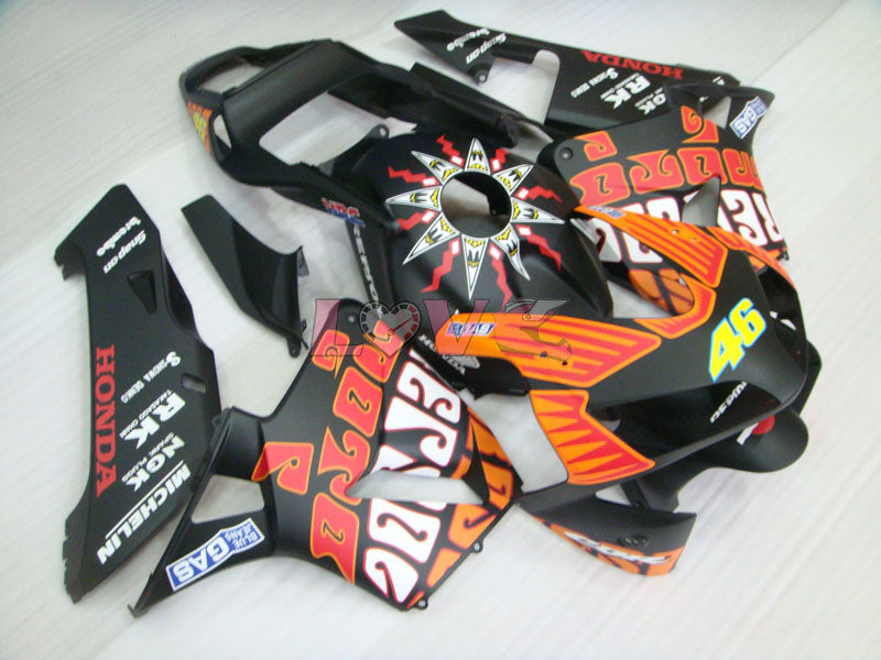 Rossi - Black Matte Fairings and Bodywork For 2003-2004 CBR600RR #LF5380