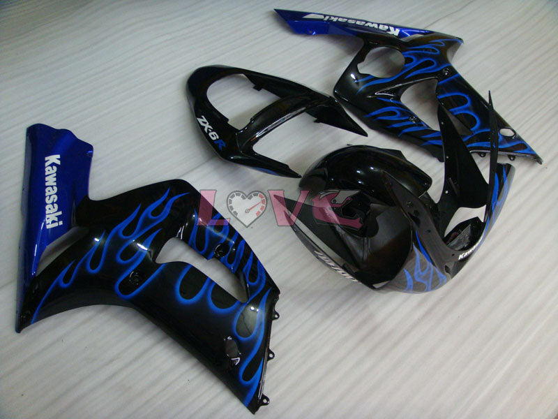 Flame - Purple Black Fairings and Bodywork For 2003-2004 NINJA ZX-6R #LF6057
