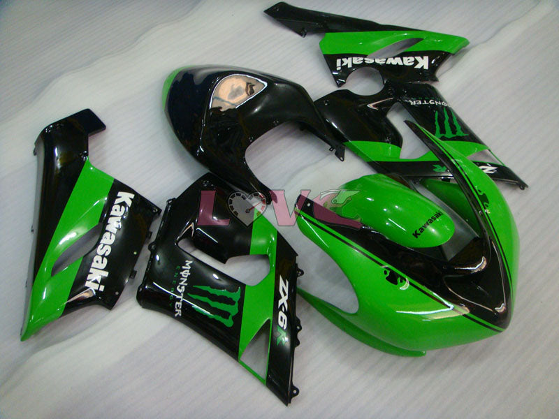 Monster - Green Black Fairings and Bodywork For 2005-2006 NINJA ZX-6R #LF3307