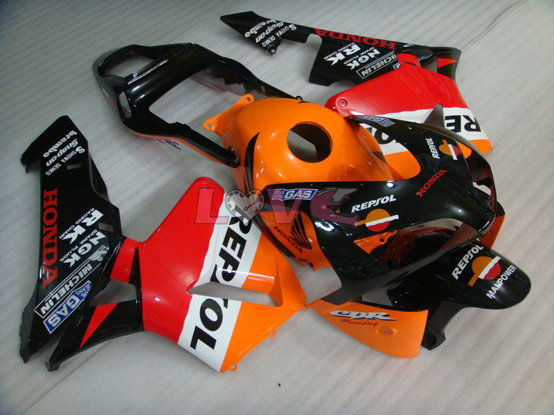 Repsol - Orange Black Fairings and Bodywork For 2003-2004 CBR600RR #LF5337