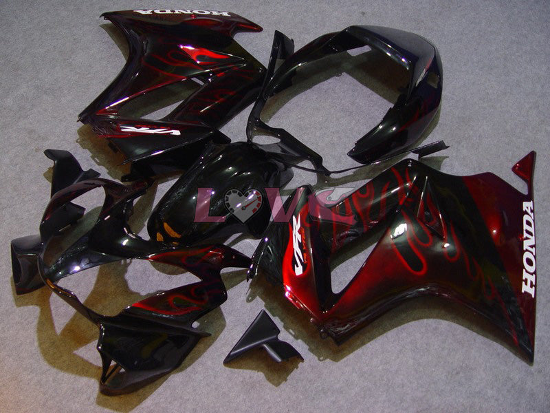 Flame - Red Black Fairings and Bodywork For 1998-2001 VFR800 #LF5049