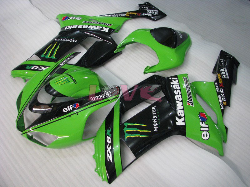 Monster - Green Black Fairings and Bodywork For 2007-2008 NINJA ZX-6R #LF5908