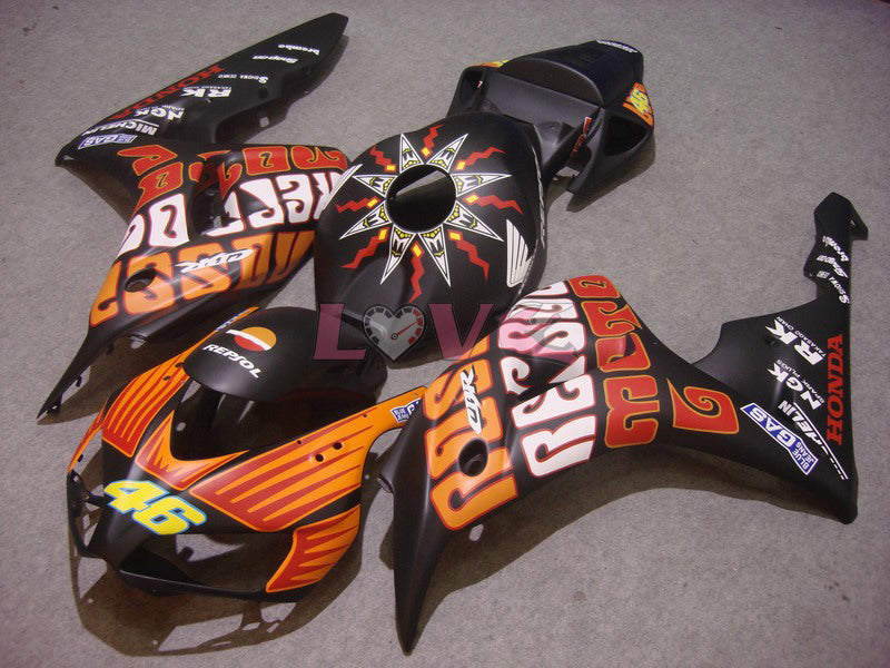 Rossi - Orange Black Matte Fairings and Bodywork For 2006-2007 CBR1000RR #LF7183