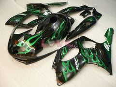 Flame - Green Black Fairings and Bodywork For 1997-2007 YZF600R #LF7935