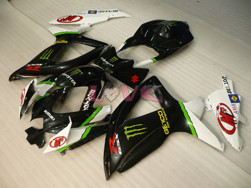 Monster - White Black Fairings and Bodywork For 2008-2010 GSX-R600 #LF3970