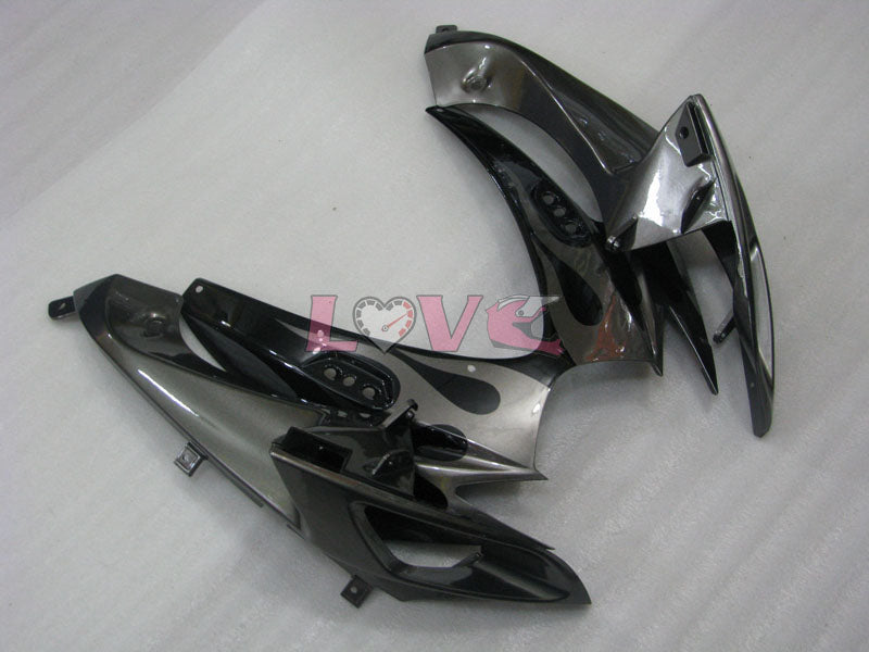 Flame - Black Silver Fairings and Bodywork For 2006-2007 GSX-R600 #LF6354