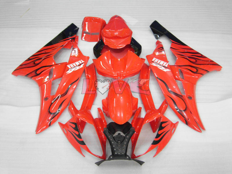 Flame - Red Black Fairings and Bodywork For 2006-2007 YZF-R6 #LF3481