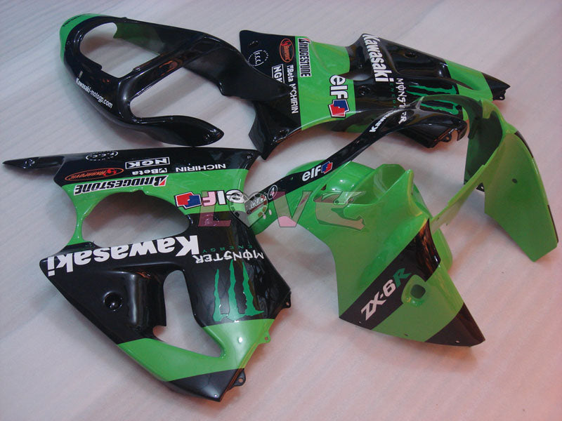 Monster - Green Black Fairings and Bodywork For 2000-2002 NINJA ZX-6R #LF6139