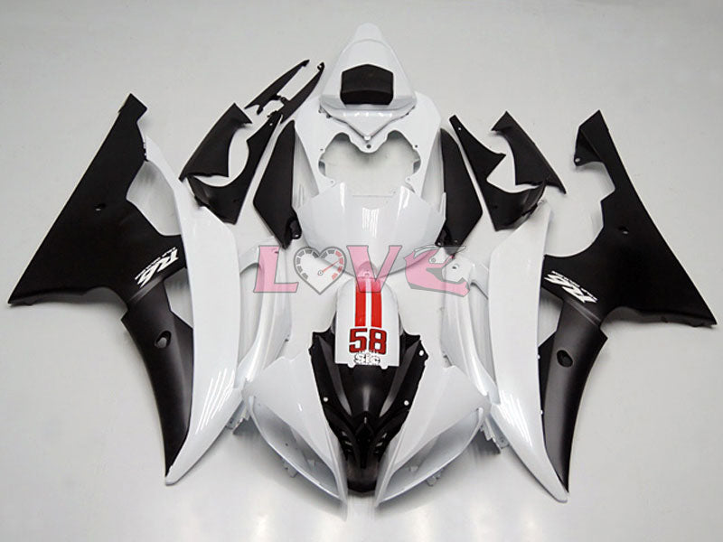 Factory Style - White Black Fairings and Bodywork For 2008-2016 YZF-R6 #LF4574