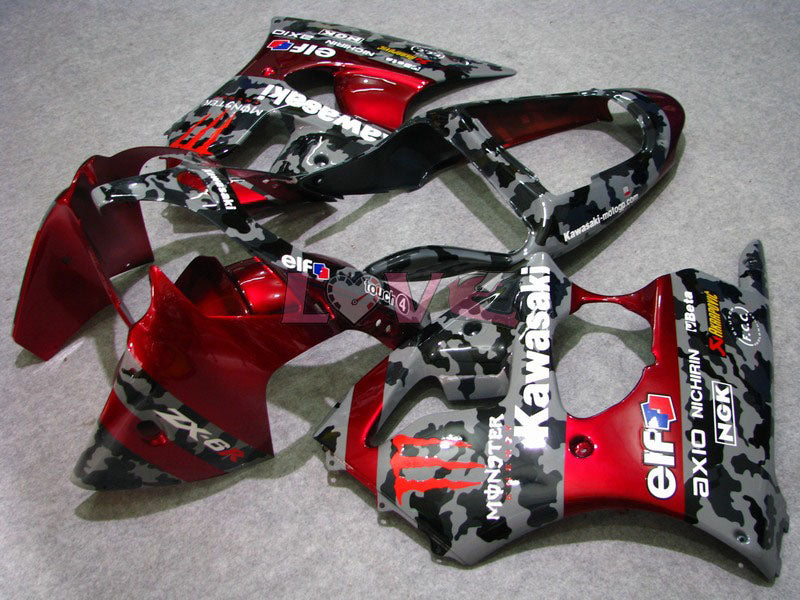 Monster - Red Grey Fairings and Bodywork For 2000-2002 NINJA ZX-6R #LF6140