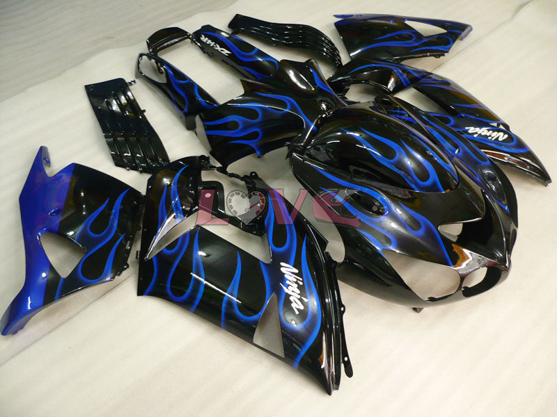 Flame - Blue Black Fairings and Bodywork For 2006-2011 NINJA ZX-14R #LF3232