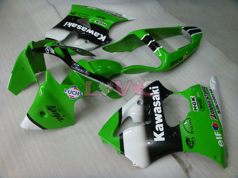 West - White Black Fairings and Bodywork For 2000-2002 NINJA ZX-6R #LF6109