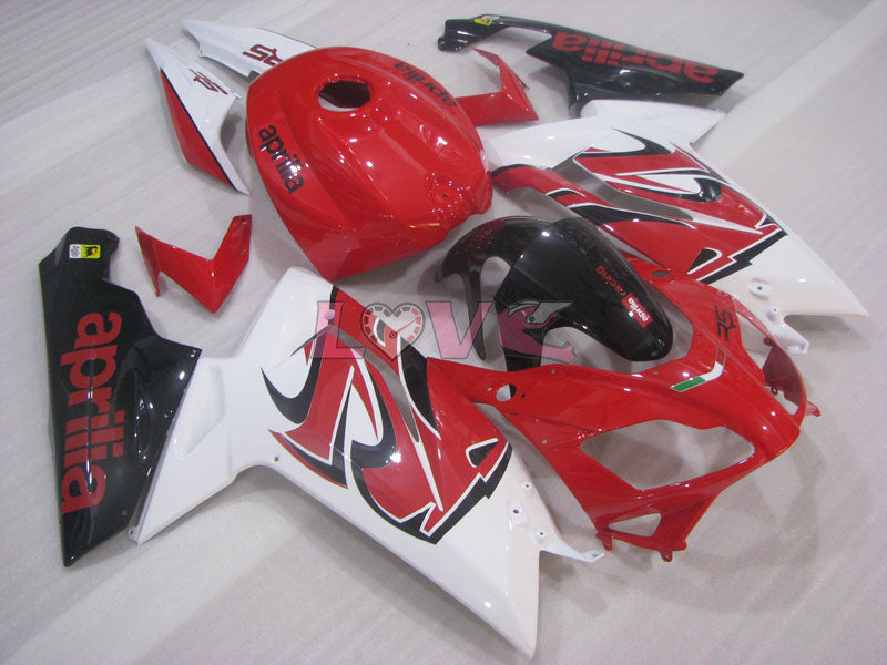 Customize - Red White Black Fairings and Bodywork For 2004-2009 RS125 #LF3084