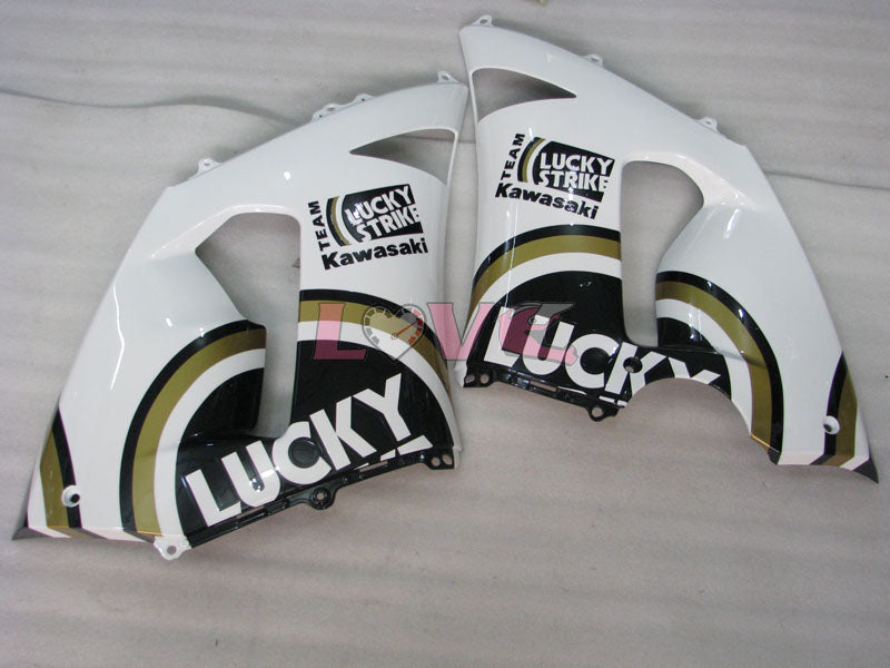 Lucky Strike - White Black Fairings and Bodywork For 2005-2006 NINJA ZX-6R #LF5991