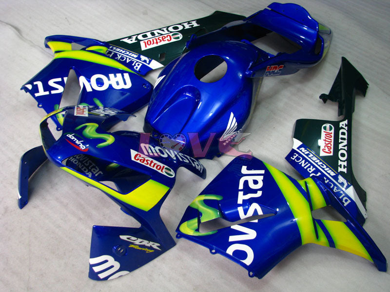 Movistar - Yellow Blue Fairings and Bodywork For 2003-2004 CBR600RR #LF5384