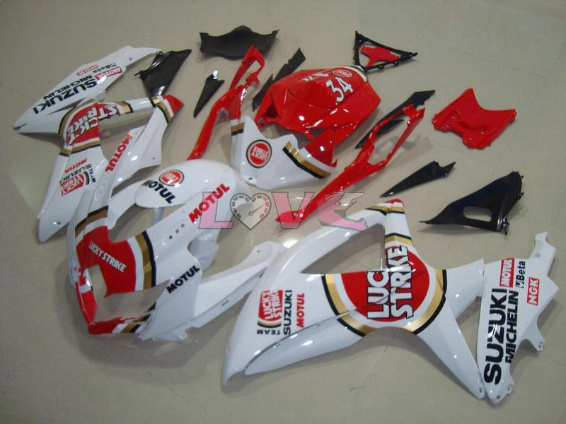 Lucky Strike - Red White Fairings and Bodywork For 2008-2010 GSX-R750 #LF6388