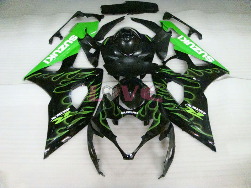 Flame - Green Black Fairings and Bodywork For 2005-2006 GSX-R1000 #LF5902