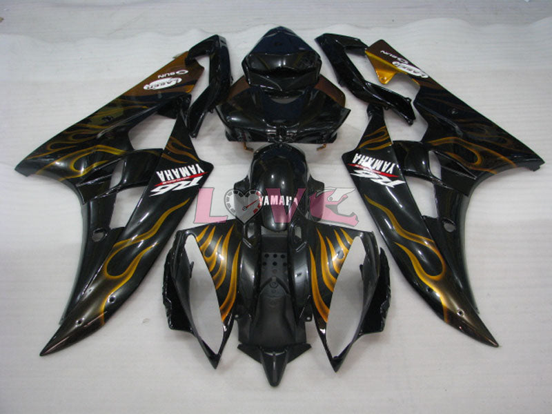 Flame - Black Gold Fairings and Bodywork For 2006-2007 YZF-R6 #LF3475